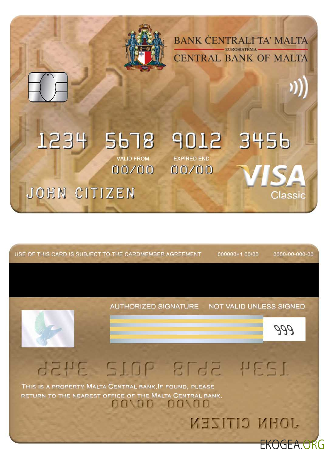 Carte visa classique de la Banque centrale de Malte